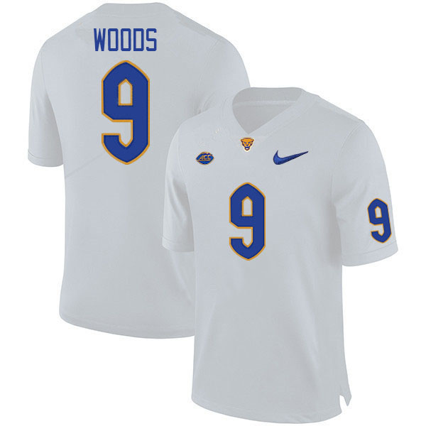 Men #9 A.J. Woods Pitt Panthers College Football Jerseys Stitched Sale-White